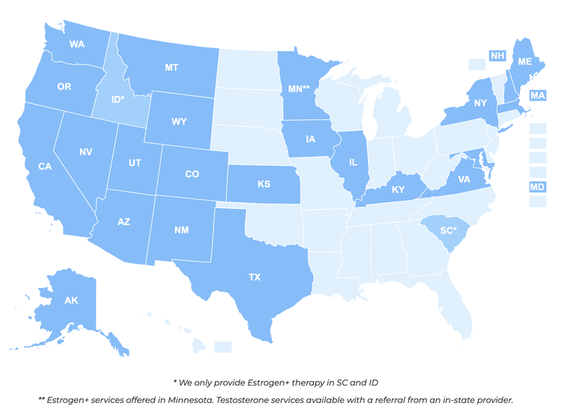 Map of the United Stated in blue